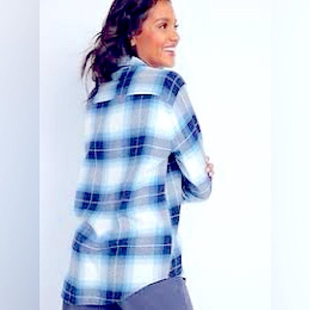 Women's Arizona Jean Company Long Sleeves Button Down Flannel Plaided 100%Cotton
